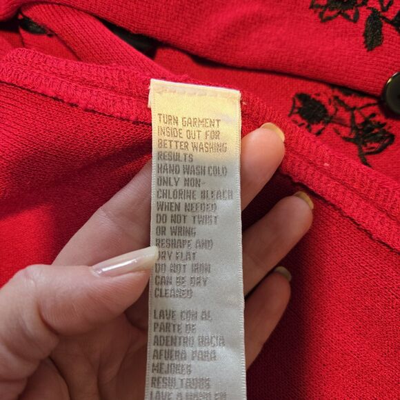Jones New York Cardigan Embroidered Sequins Red Cherry 2x Elegant Casual - Picture 5 of 9